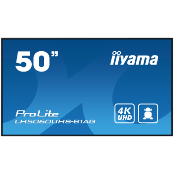 IIYAMA LFD LH5060UHS-B1AG 50" 4K UHD professional digital signage 3840x2160 16:9 500 cd/m² 1200:1 8ms Android 11 OS, iiSignage², FailOver, EShare landscape, portrait, LH5060UHS-B1AG