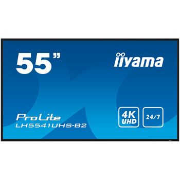 IIYAMA LFD LH5541UHS-B2 55" Professional Digital Signage display with 4K UHD resolution and 24/7 operating time 500 cd/m²  1200:1 8ms landscape, portrait, LH5541UHS-B2