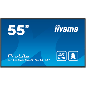 IIYAMA LFD LH5565UHSB-B1 55" Vivid-Bright Display 4K 800cd/m² 3840 x 2160 @60Hz 1200:1 8ms Android 11 OS, iiSignage2, FailOver, EShare landscape, portrait, LH5565UHSB-B1