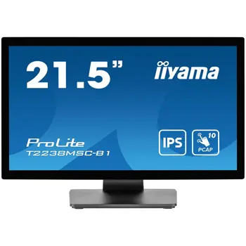 IIYAMA Monitor LED T2238MSC-B1 21.5” 10pt Optical Bonded PCAP touchscreen IPS 1920 x 1080 600 cd/m² 5ms stylus, finger, glove Optical bonding PCAP, metal housing, anti fingerprint coating, water proof