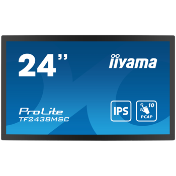 IIYAMA Monitor LED TF2438MSC-B1 TOUCH 23.8” 10pt Optical Bonded PCAP Open Frame 1920 x 1080 600cd 1000:1 5ms bonded PCAP HDMI DP USB landscape, portrait, face-up, TF2438MSC-B1