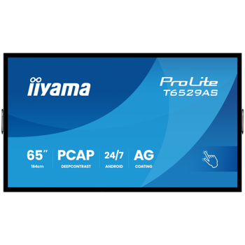 Iiyama ProLite T6529AS-B1AG - 65" Diagonal Class (64.5" viewable) LED-backlit LCD display digital signage with touchscreen (multi touch) 4K UHD (2160p) 3840 x 2160 Edge LED black (bezel) matte finish,