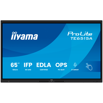 iiyama ProLite TE6515A-B2AG - 65  LED-backlit touchscreen (multi touch) / 8-microphone array / optional slot-in PC capability - 4K UHD, TE6515A-B2AG