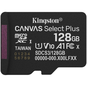 Kingston 128GB micSDXC Canvas Select Plus Gen3 150R A1 Single Pack w/o ADP, SDCS3/128GBSP