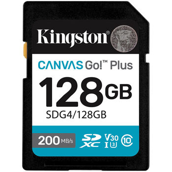 KINGSTON 128GB SDXC Canvas Go Plus Gen4 200MB/s C10 UHS-I U3 V30, SDG4/128GB