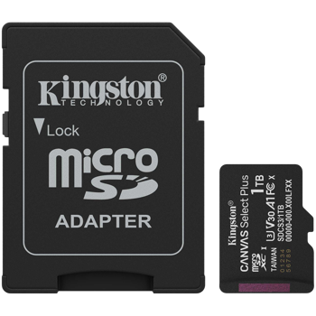 Kingston 1TB microSDXC Canvas Select Plus Gen3 150MB/s A1 Card + Adapter, SDCS3/1TB