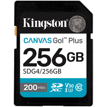 KINGSTON 256GB SDXC Canvas Go Plus Gen4 200MB/s C10 UHS-I U3 V30, SDG4/256GB