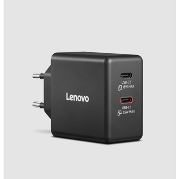 Lenovo Dual USB-C 65W GaN Charger, 40AW065BEU