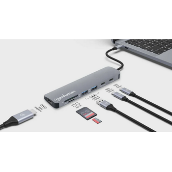 Manhattan docking USB-C 7 u 1 HDMI 4K@60Hz, 190442