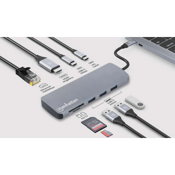 Manhattan docking USB-C 9 u 1 HDMI 4K@60Hz, 190459