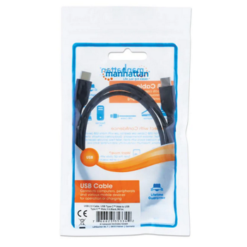 Manhattan kabel USB 2.0 Type-C, 3A, 60W, 1m, crni, 353342