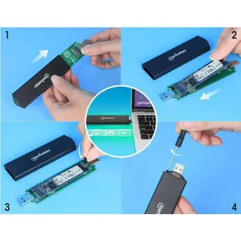 Manhattan kućište M.2 NVM&amp;SATA SSD,USB 3.2 Gen2, 130639