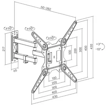 Manhattan nosač s duplom rukom 23"-55", 30kg,crni, 462624