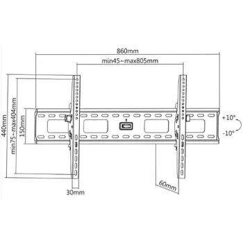 Manhattan TV nosač zidni 37"-86" do 75kg, crni, 423830