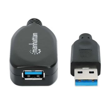 Manhattan USB 3.0 aktivni produžni kabel, 5m, crni, 150712