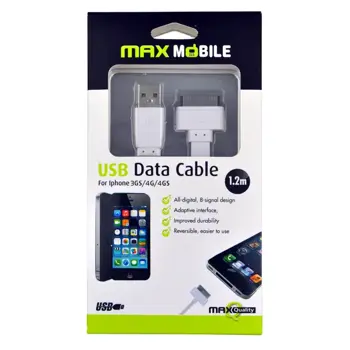 MAXMOBILE DATA KABEL I- PHONE 3G/4G FLAT 1.2m bijeli