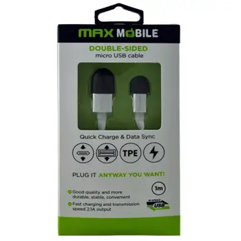 MAXMOBILE DATA KABEL MICRO USB DOUBLE SIDED FLAT bijeli 1m