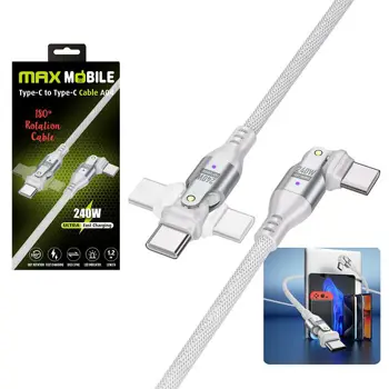 MAXMOBILE DATA KABEL TYPE C-TYPE C A04 WHITE QC 240W,Dual rotate,1.2m