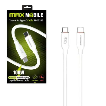 MAXMOBILE DATA KABEL TYPE C-TYPE C Silicone RDD3267 WHITE QC 100W, 5A 3m