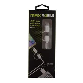 MAXMOBILE DATA KABEL USB 2.0 2u1 TYPE C + MICRO USB bijeli