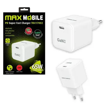 MAXMOBILE KUĆNI PUNJAČ PD SUPER FAST CHARGE,Type C GAN II TR417002,65W