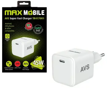 MAXMOBILE KUĆNI PUNJAČ PD SUPER FAST CHARGE,Type C AVS TR417,Gan45W