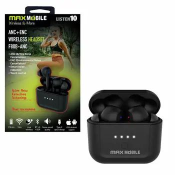 MAXMOBILE SLUŠALICE BLUETOOTH F80 TWS ANC Active Noise Cancelling