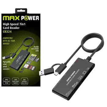 MAXPOWER ČITAČ KARTICA 7u1, CR324,USB-A i TYPE-C, 5Gbps