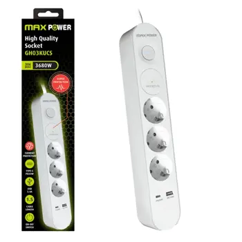 MAXPOWER prod. kabel GH03KUCS,Prenaponska zaštita, 1.5m USB-TypeC 20W PD+USB A