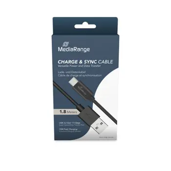 MediaRange kabel USB-A na USB-C za punjenje i sinkronizaciju, USB 3.2 Gen 1x1 na USB Type-C®, 1.8m