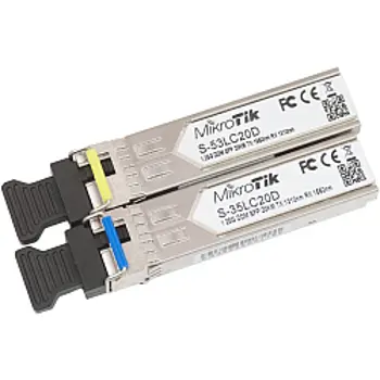 Mikrotik SFP modul Par, S-35LC20D (1.25G SM 20km T1310nm/R1550nm) + S-53LC20D (1.25G SM 20km T1550nm/R1310nm), 33196