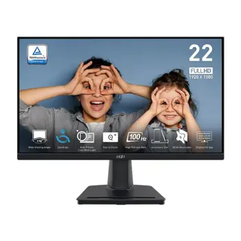 Monitor 22 MSI PRO MP225 Flat FHD VA 100Hz 1 ms HDMI/VGA, 0001395965