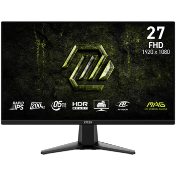 MSI MAG 275QF, 27", Rapid IPS, 1920x1080 (FullHD), 300 NITS, 180Hz, 0.5ms, Adaptive-Sync, 1x DP 1.2a, 2x HDMI 2.0b, 1 x Headphone-out, Anti-glare, VESA, MAG 275F E20