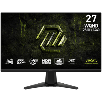 MSI MAG 275QF, 27", Rapid IPS, 2560x1440 (WQHD), 300 NITS, 180Hz, 0.5ms, Adaptive-Sync, 1x DP 1.4, 2x HDMI 2.0b, 1 x Headphone-out, Anti-glare, VESA, MAG 275QF E20