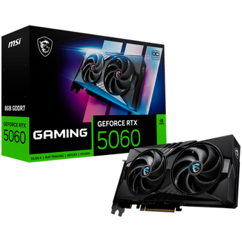 MSI Video Card NVIDIA GeForce RTX 5060 8G GAMING OC (8GB GDDR7/128bit, PCI Express Gen 5 x16 pin(uses x8), 3xDP, 1xHDMI, Recommended PSU 550W) ATX, RTX 5060 8G GAMING OC