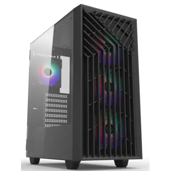NaviaTec X3 3613BK Gaming case with 4x ARGB Fans, Real Glass Side, NVT-X3 3613BK