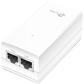 Omada 24V Passive PoE Injector Adapter PORT: 1× Gigabit PoE Port, 1× Gigabit Non-PoE Port SPEC: Data and Power Carried over The Same Cable, 24V Power Input, 12 W PoE Power, Plastic Case, POE2412G