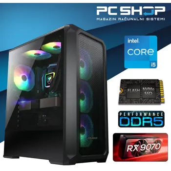 PC Računalo MagazinRS Gamer (Intel i5 14400F 4.7Ghz (Turbo), Radeon RX 9070 16GB, 32GB DDR5 RAM, SSD 1TB NVMe)