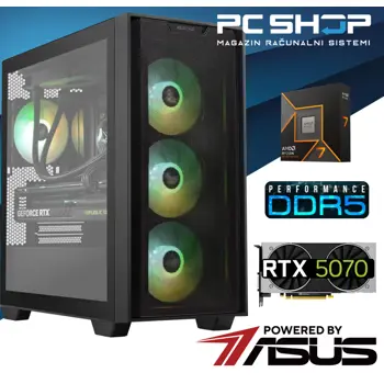 PC Računalo MagazinRS Gamer Powered by Asus (Ryzen 7 9700X, Asus DUAL GeForce RTX 5070 12GB GDDR7 , 32GB DDR5 RAM, SSD NVMe 1TB)