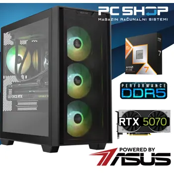 PC Računalo MagazinRS Gamer Powered by Asus (Ryzen 7 9800X3D, Asus DUAL GeForce RTX 5070 12GB GDDR7, 32GB DDR5 RAM, SSD NVMe 1TB)