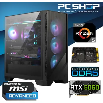 PC Računalo MagazinRS Gamer Powered by MSI (Ryzen 5 5500, MSI RTX 5060 SHADOW 2X 8GB GDDR7, 16GB DDR4 RAM, SSD NVMe 1TB)