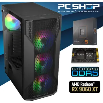 PC Računalo MagazinRS Gamer (Ryzen 5 7500X3D 4.5GHz (Boost), AMD Radeon RX 9060XT 16GB, 32GB DDR5 RAM, SSD NVMe 1TB)