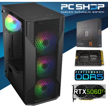 PC Računalo MagazinRS Gamer (Ryzen 5 7500X3D 4.5GHz (Boost), Nvidia RTX 5060 Ti 16GB, 32GB DDR5 RAM, SSD NVMe 1TB)