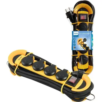 Philips produžni kabel s prekidačem,4U, 5m, IP44, SPN5140YC/58
