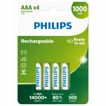 Philips punjive baterije AAA,4 komada, 1000 mAh, R03B4RTU10/10