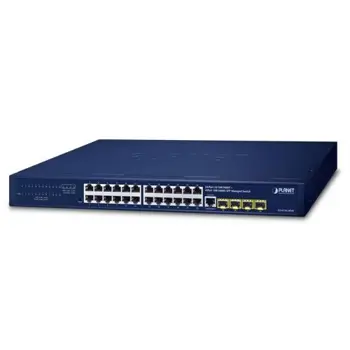 Planet 24-Port 10 100 1000T 4-Port 100 1000X SFP Managed Gigabit Switch with 36-72V DC Redundant Power, PLT-GS-4210-24T4SR