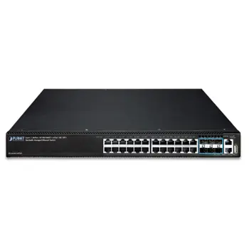PLANET Layer 3 24-Port 10/100/1000T + 6-Port 10G SFP+ Stackable Managed Switch, Hardware-based Layer 3 IPv4/IPv6 Routing, SGS-6341-24T6X