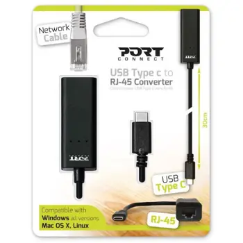 Port adapter USB-C M -> RJ45 F, 900126