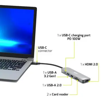 Port docking 1X4K USB-C 5 devices 100W, 900162