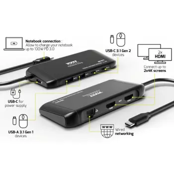 Port docking travel  USB-C,1x4K ili 2xFHD, do 100W, 901917